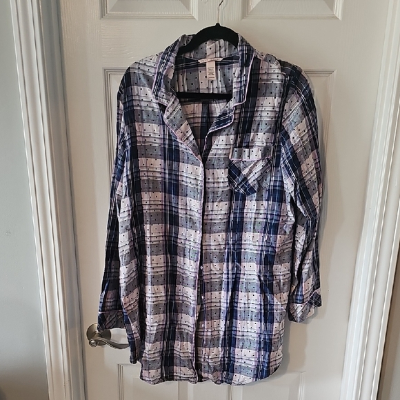 Victoria's Secret Blue and White Plaid Pajama Dress - Picture 1 of 8